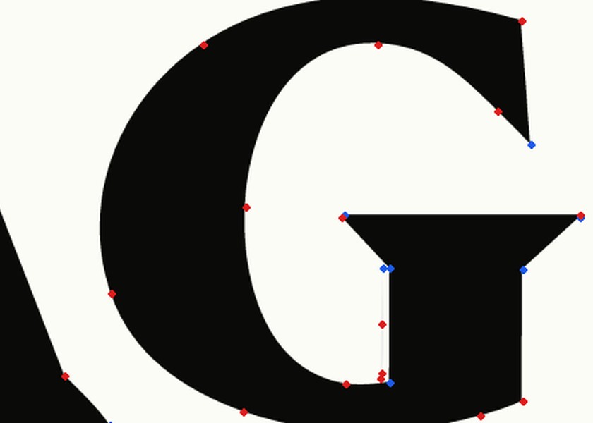 Inkvec before and after, with the traced anchors